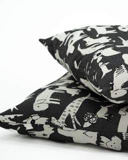 Stacked Black and White Dog Print pillows
